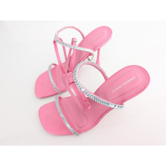 Authentic Jonathan Simkhai Pink Luxon Crystal Harness Sandals Sz 8.5 Party Heels - Picture 3 of 11